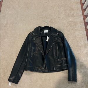 Urban Outfitters Black Leather Moto Jacket Asymmetrical Zipper